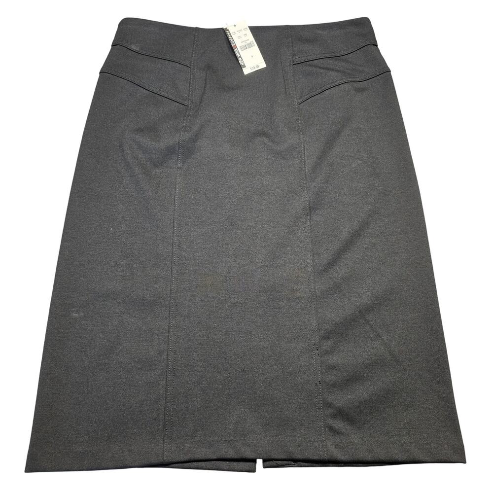 New York Co Black Skirt NEW $32 Stretch Pencil Midi Aline Women's Size 4 Unlined